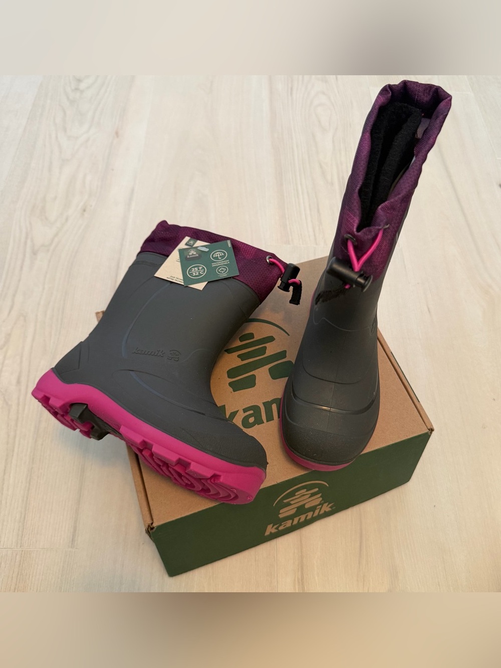 Kamik Kids Gray and Magenta Rain & Snow Boots NEW
